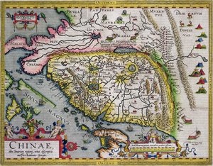 První západní atlasová mapa Číny z atlasu Ortelius Theatrum, 1584